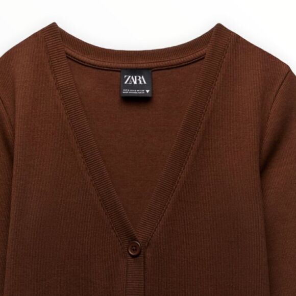 ZARA | Brown | LONG BUTTONED JACKET - Picture 4 of 10